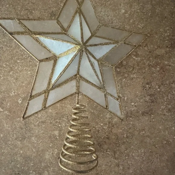 Star Christmas Tree Topper Gold And White 12” - Picture 1 of 4